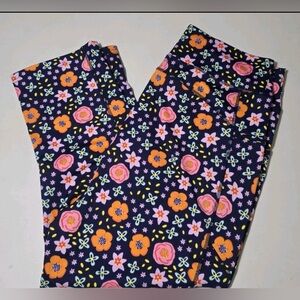 POP Fit Navy Leggings with Pink and Orange Floral Print XL